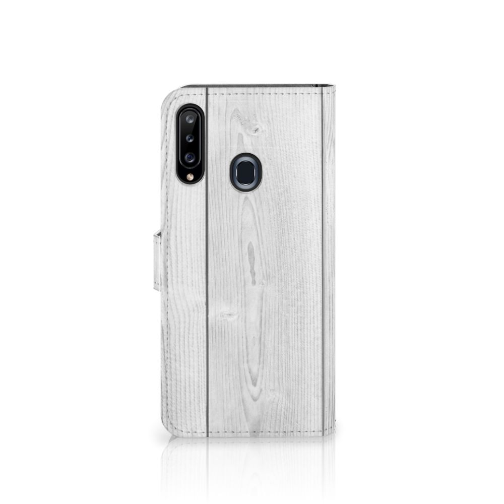 Samsung Galaxy A20s Book Style Case White Wood