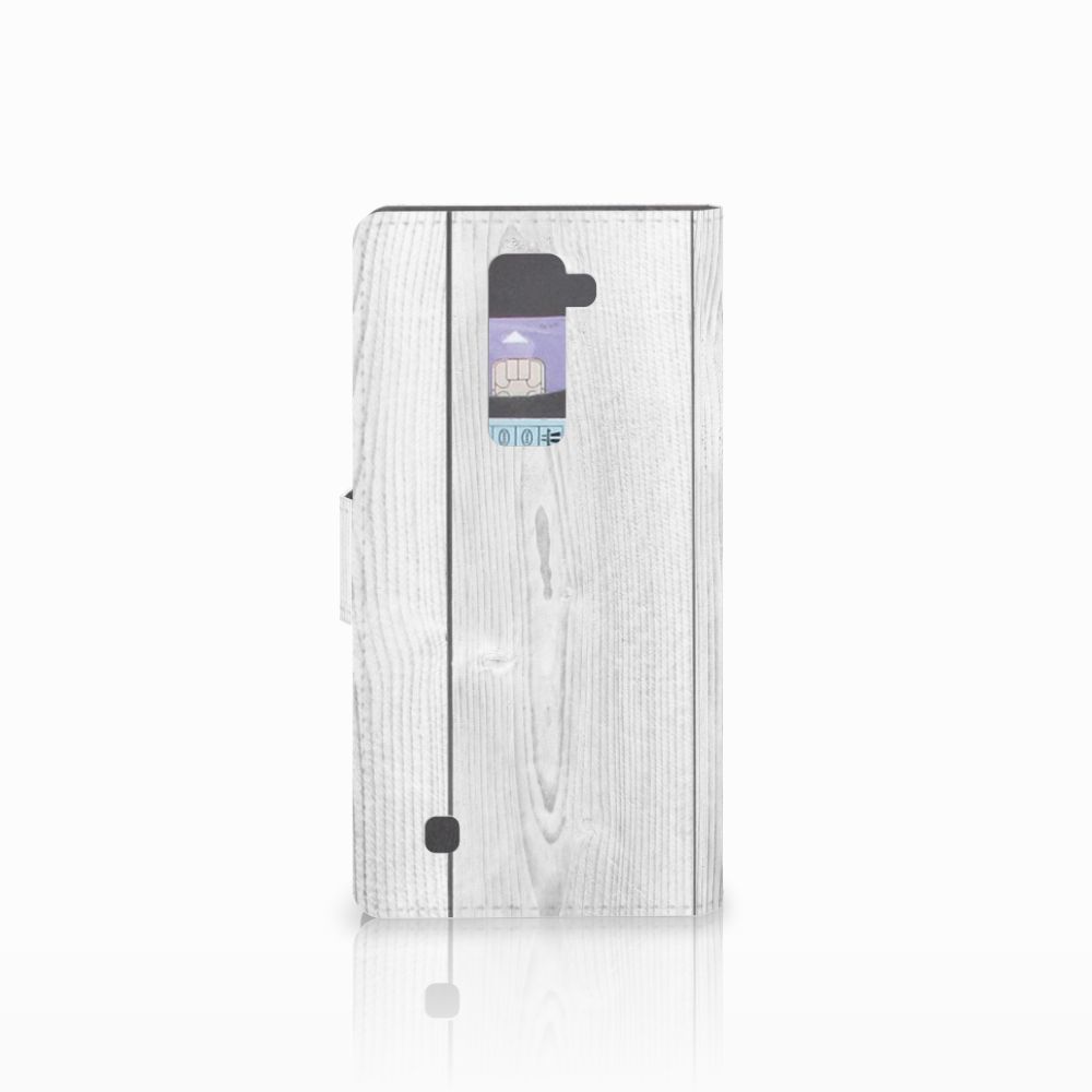 LG K10 2015 Book Style Case White Wood