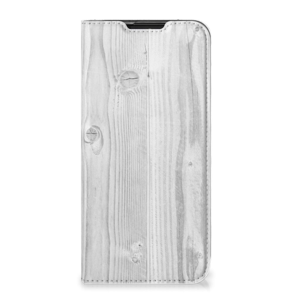 Motorola One Zoom Book Wallet Case White Wood