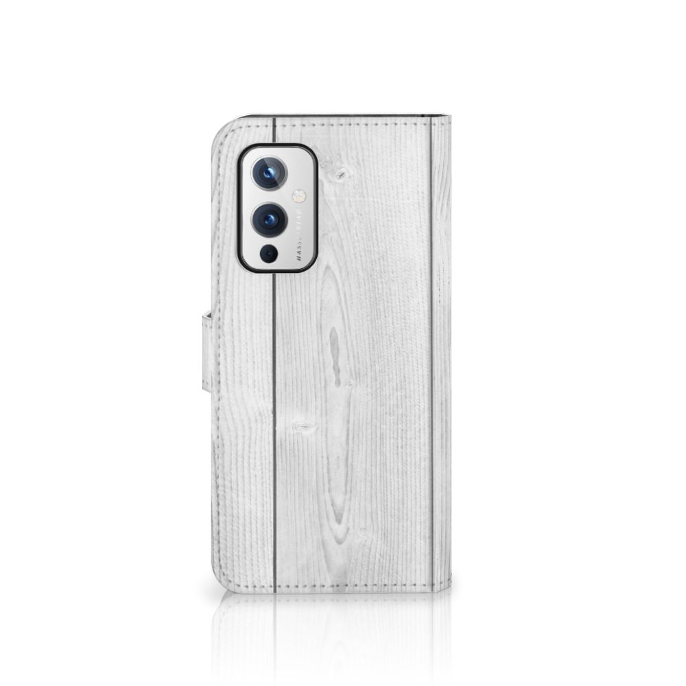 OnePlus 9 Book Style Case White Wood