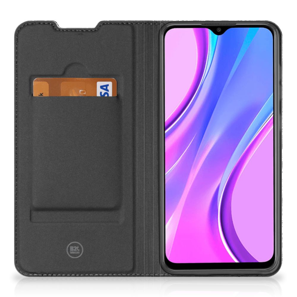 Book Wallet Case Xiaomi Redmi 9 Boomschors Grijs