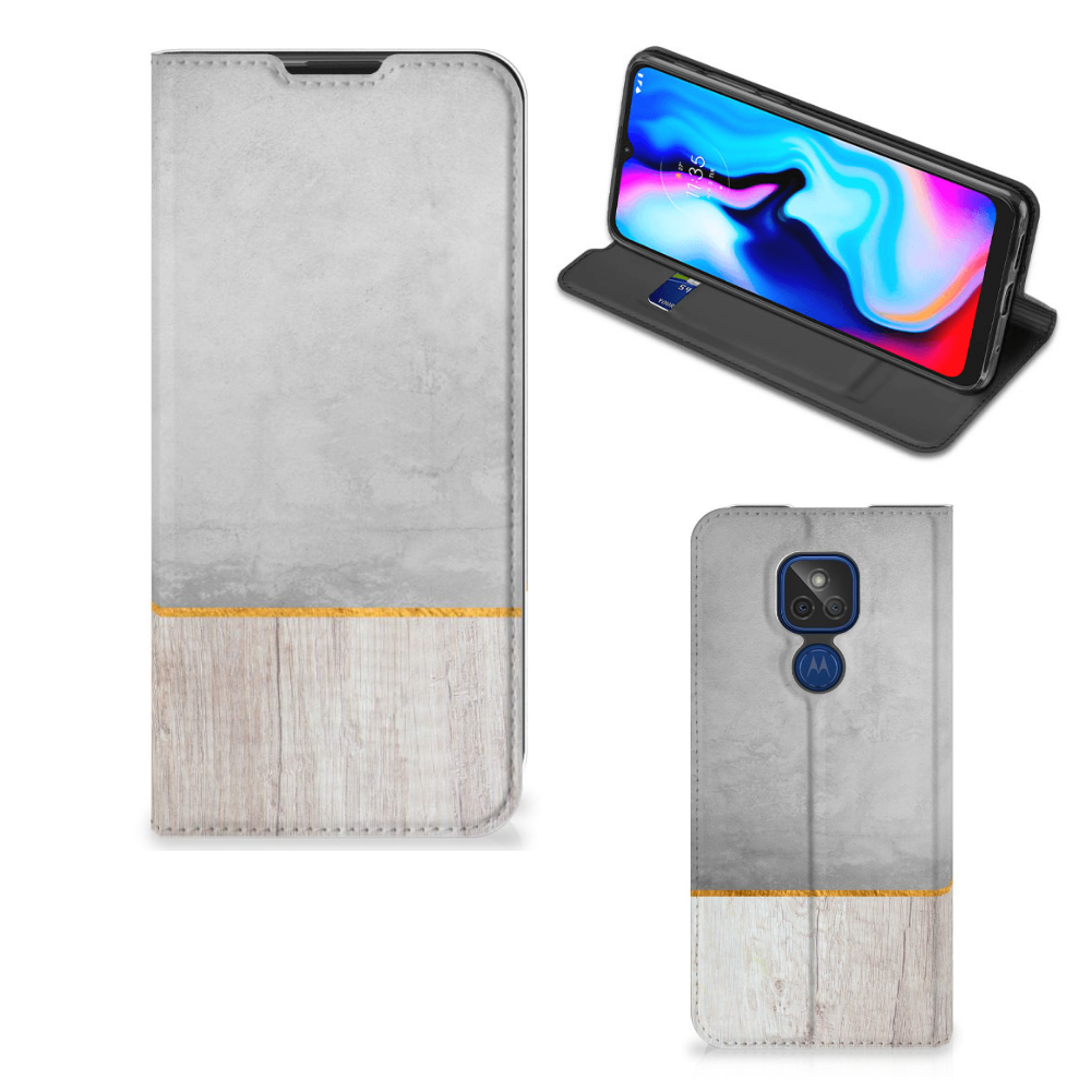 Motorola Moto G9 Play Book Wallet Case Wood Concrete