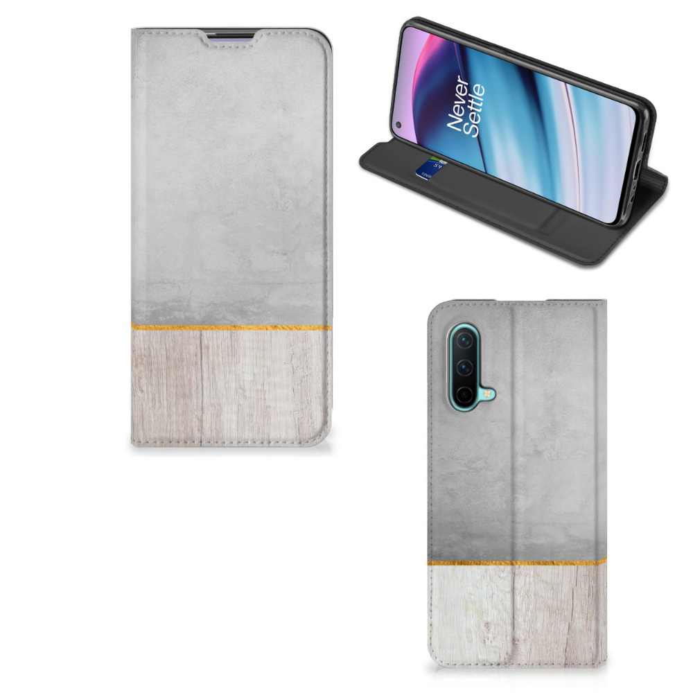OnePlus Nord CE 5G Book Wallet Case Wood Concrete