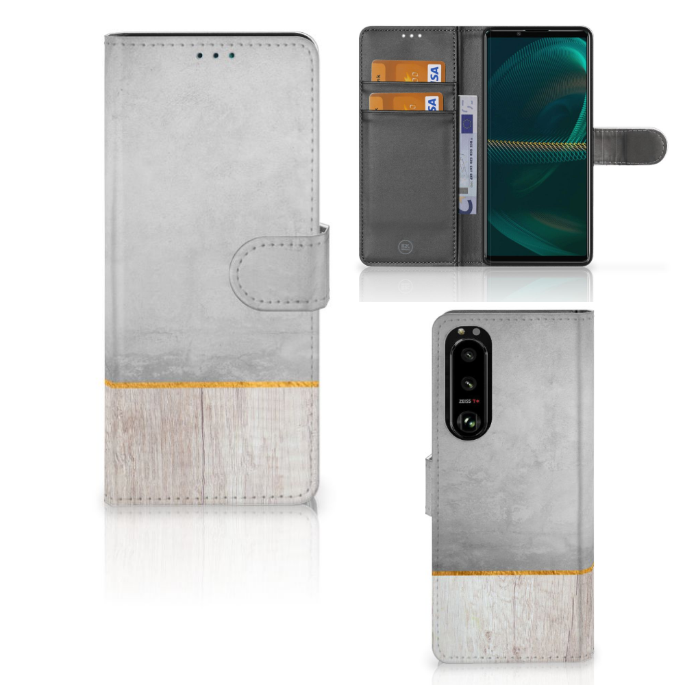 Sony Xperia 5III Book Style Case Wood Concrete