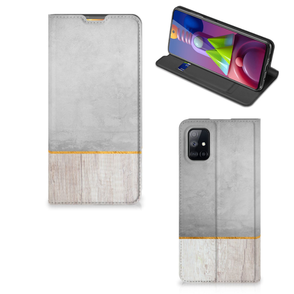 Samsung Galaxy M51 Book Wallet Case Wood Concrete
