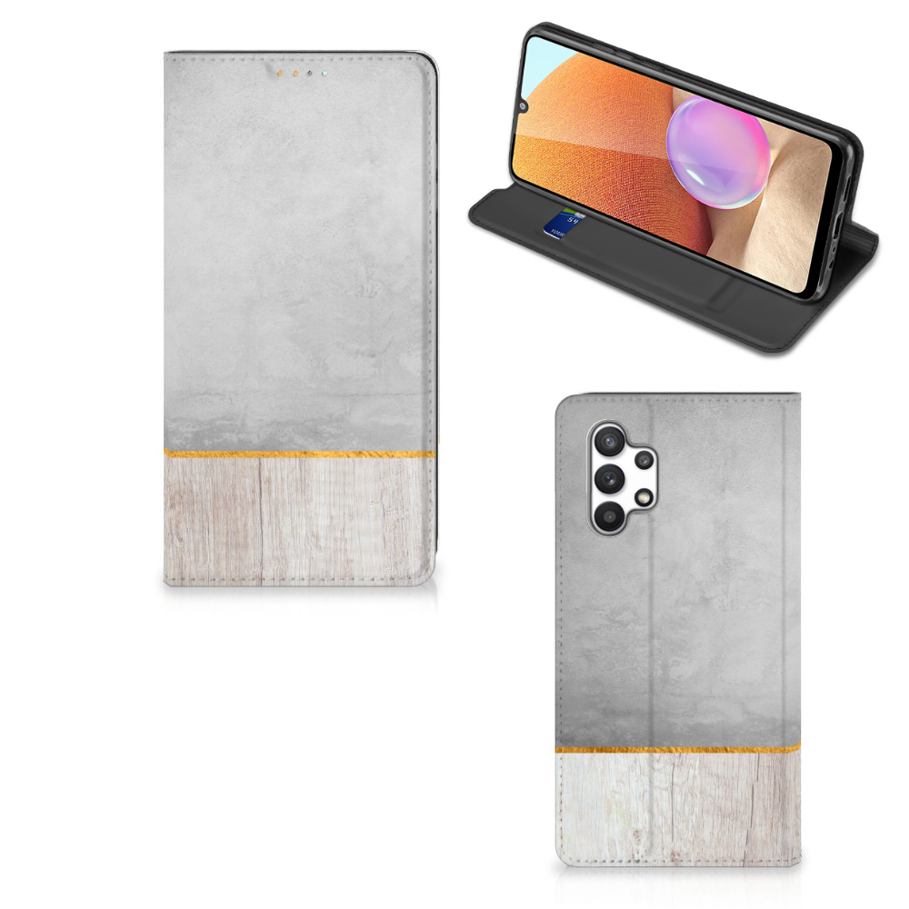 Samsung Galaxy A32 4G | A32 5G Enterprise Editie Book Wallet Case Wood Concrete