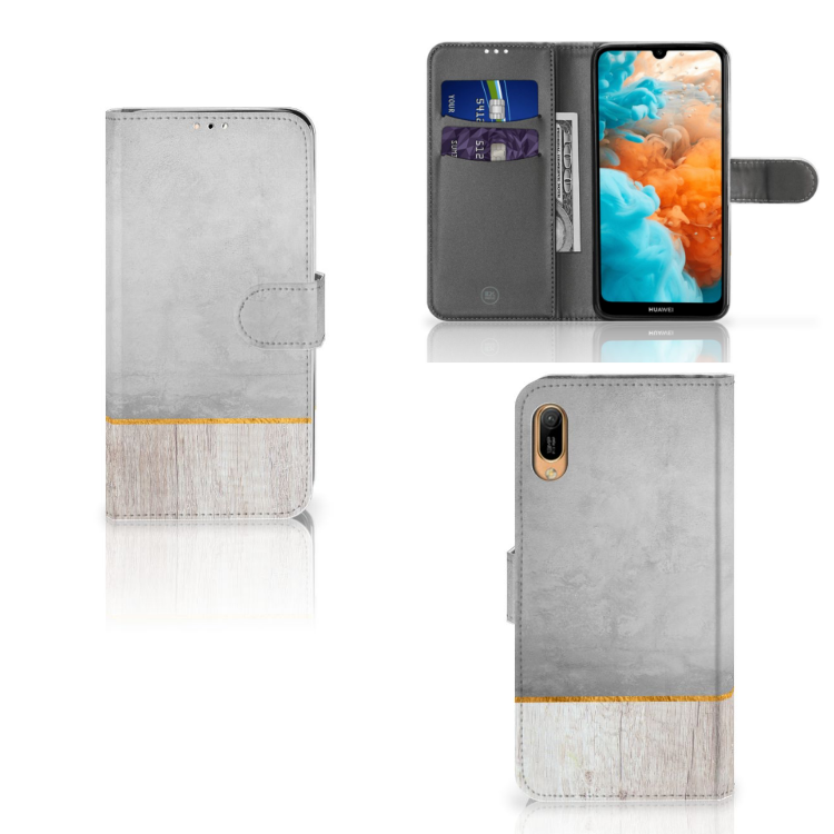 Huawei Y6 (2019) Book Style Case Wood Concrete