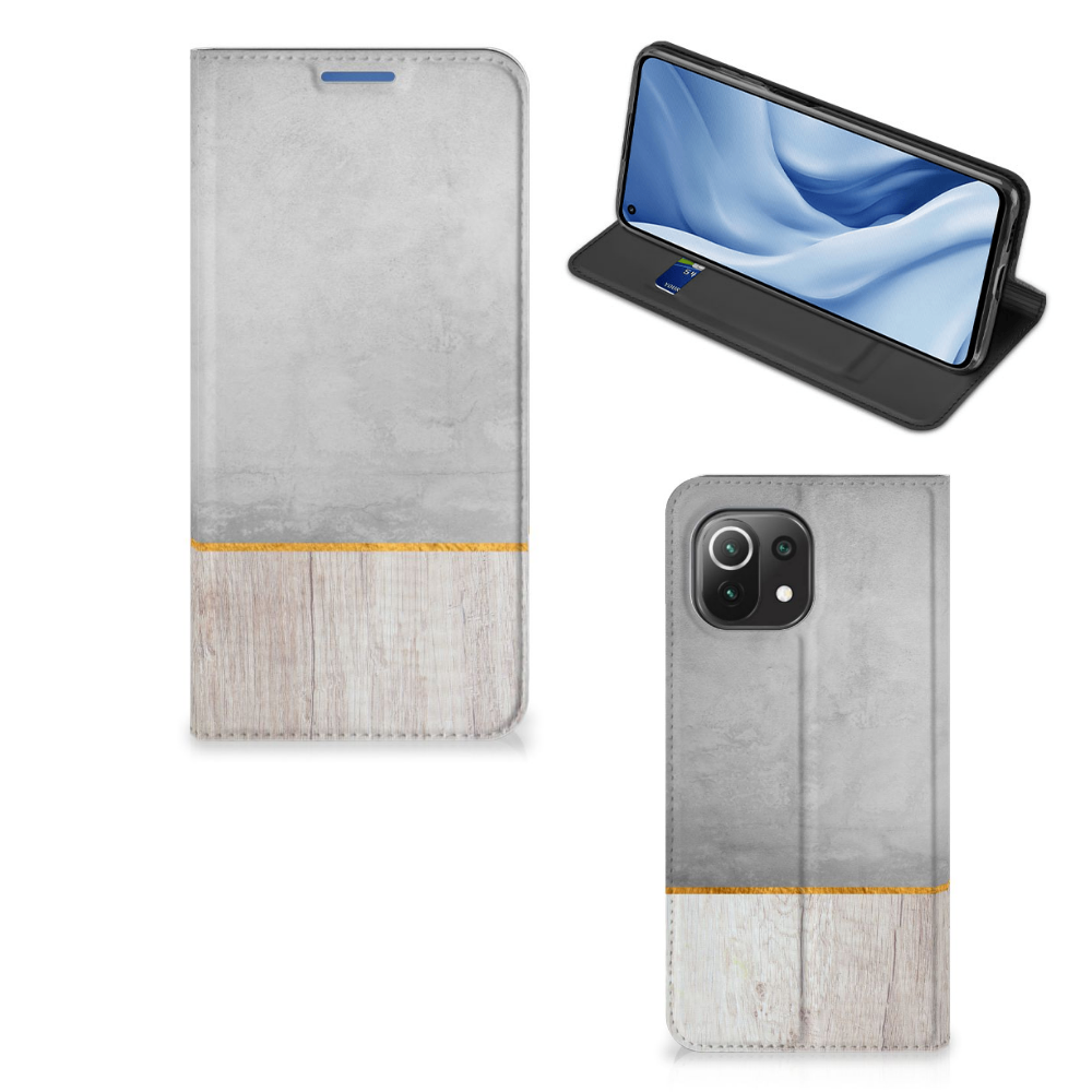 Xiaomi 11 Lite NE 5G | Mi 11 Lite Book Wallet Case Wood Concrete