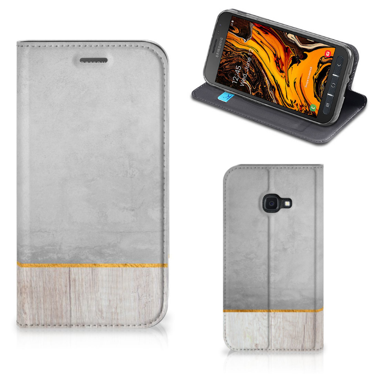 Samsung Galaxy Xcover 4s Book Wallet Case Wood Concrete