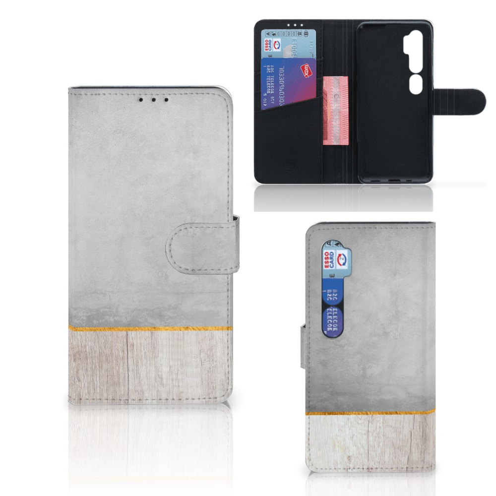 Xiaomi Mi Note 10 Pro Book Style Case Wood Concrete