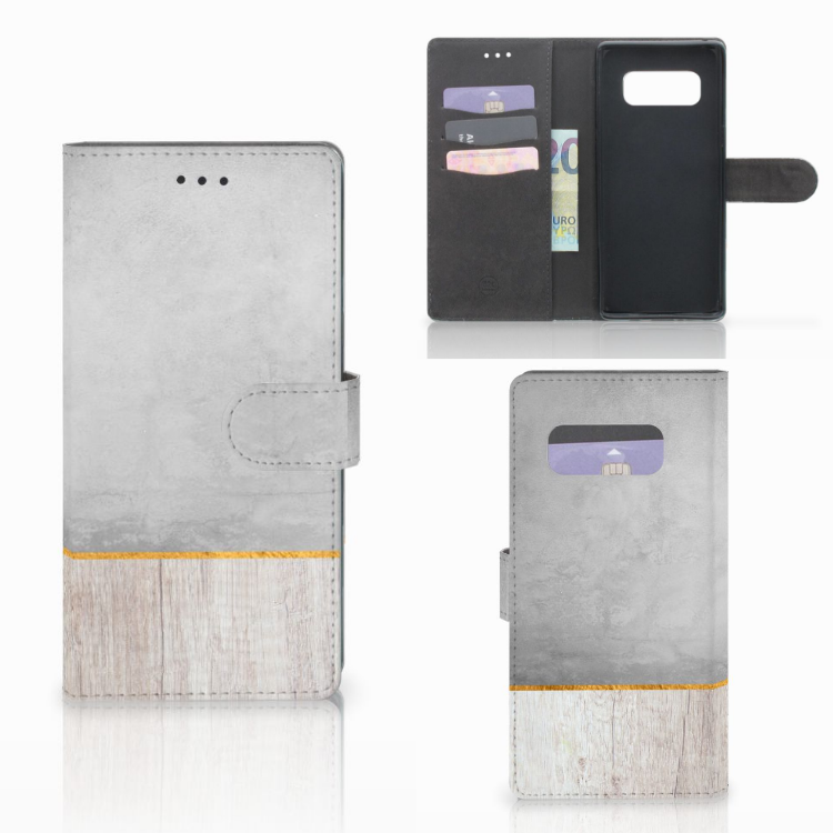 Samsung Galaxy Note 8 Book Style Case Wood Concrete