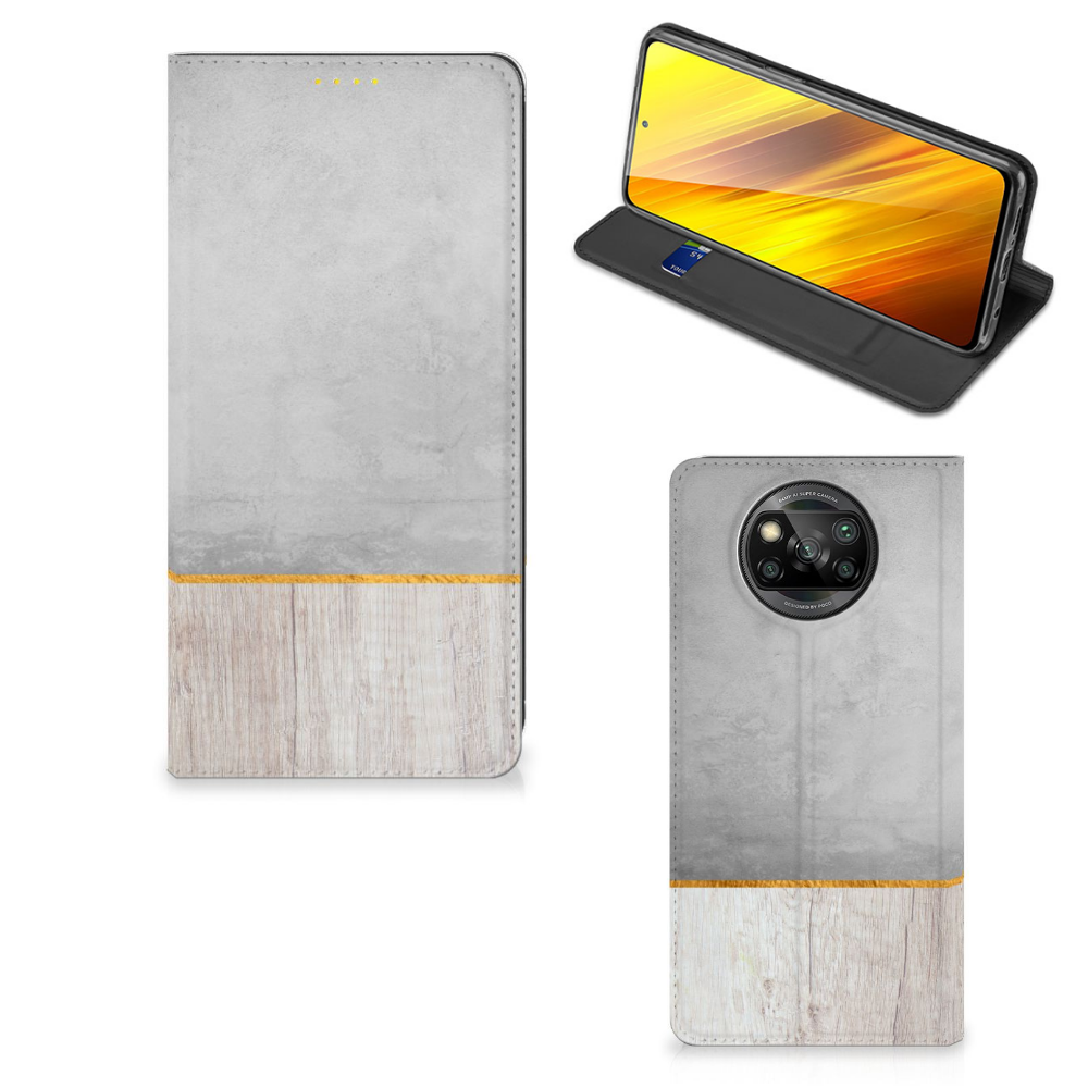 Xiaomi Poco X3 Pro | Poco X3 Book Wallet Case Wood Concrete