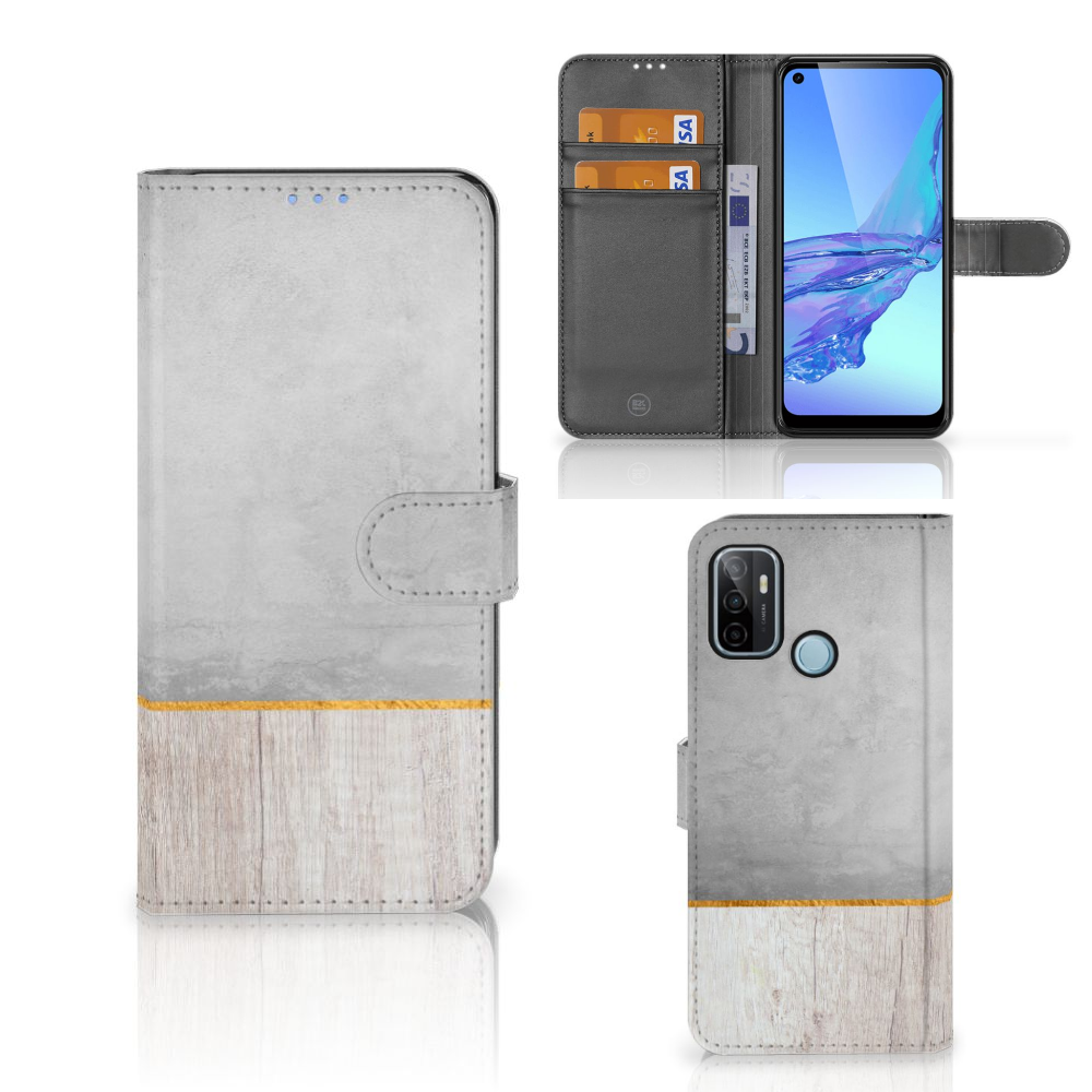 OPPO A53 | OPPO A53s Book Style Case Wood Concrete