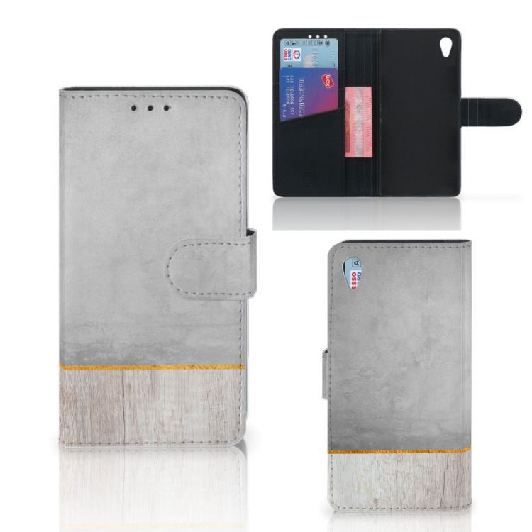 Sony Xperia Z3 Book Style Case Wood Concrete