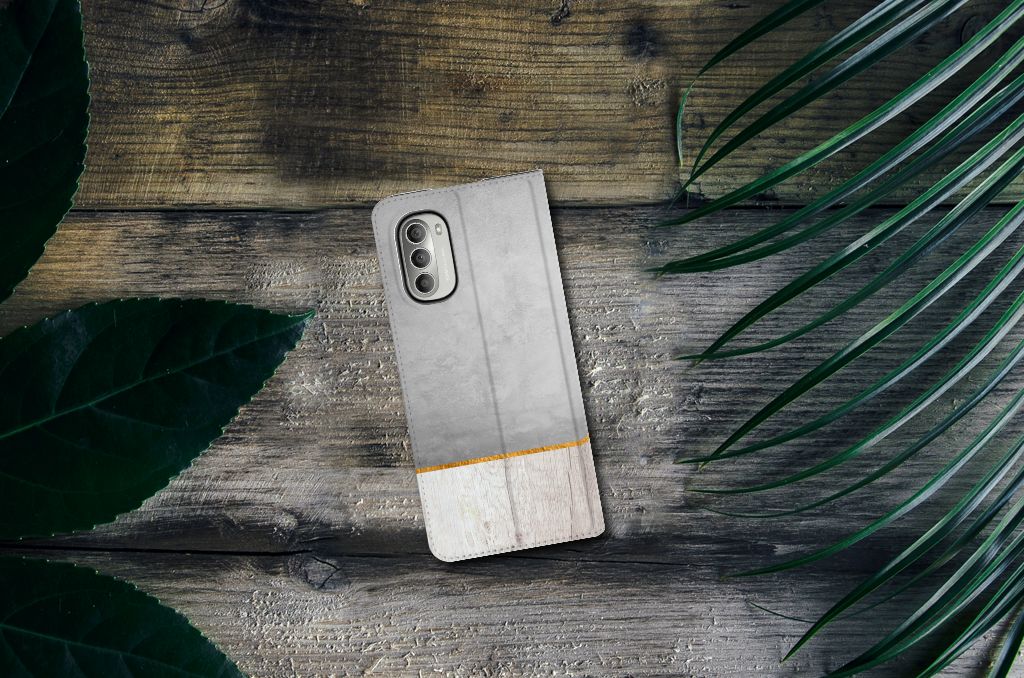 Motorola Moto G51 5G Book Wallet Case Wood Concrete
