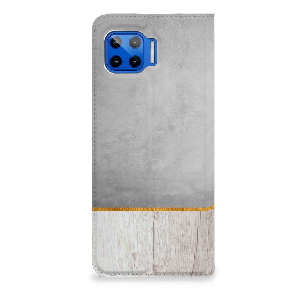 Motorola Moto G 5G Plus Book Wallet Case Wood Concrete
