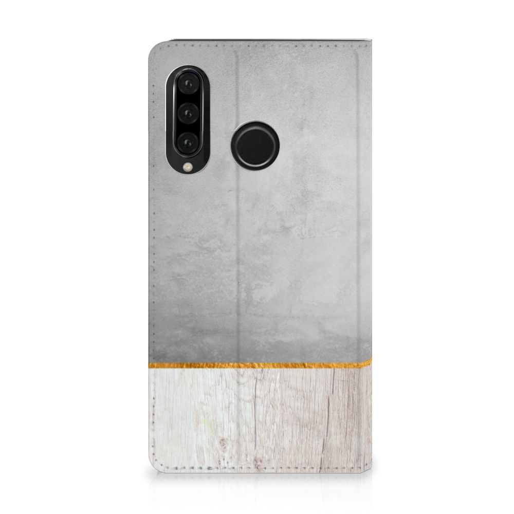 Huawei P30 Lite New Edition Book Wallet Case Wood Concrete