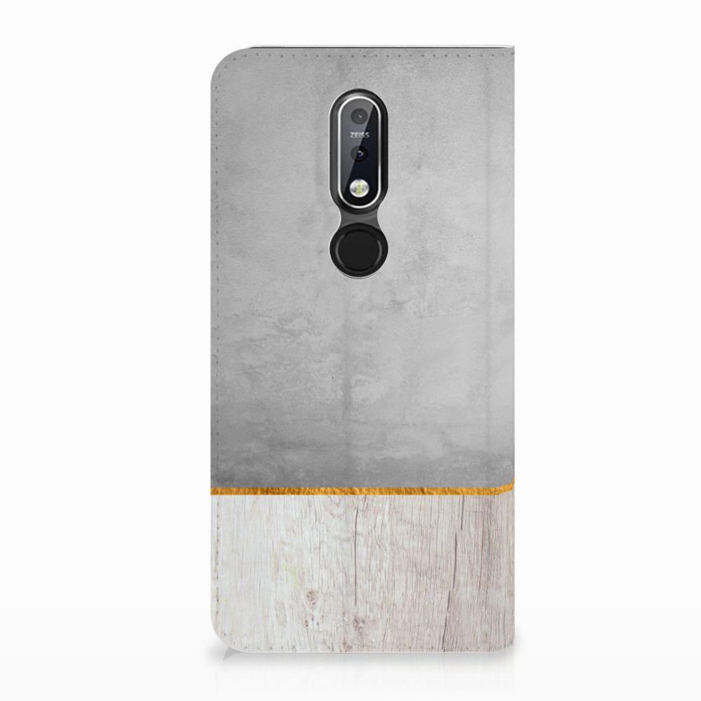 Nokia 7.1 (2018) Book Wallet Case Wood Concrete
