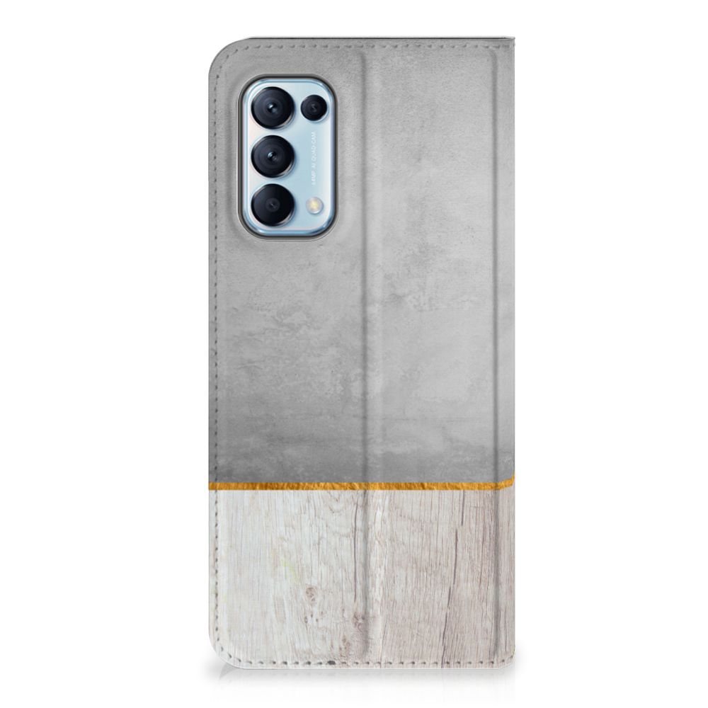 OPPO Find X3 Lite Book Wallet Case Wood Concrete