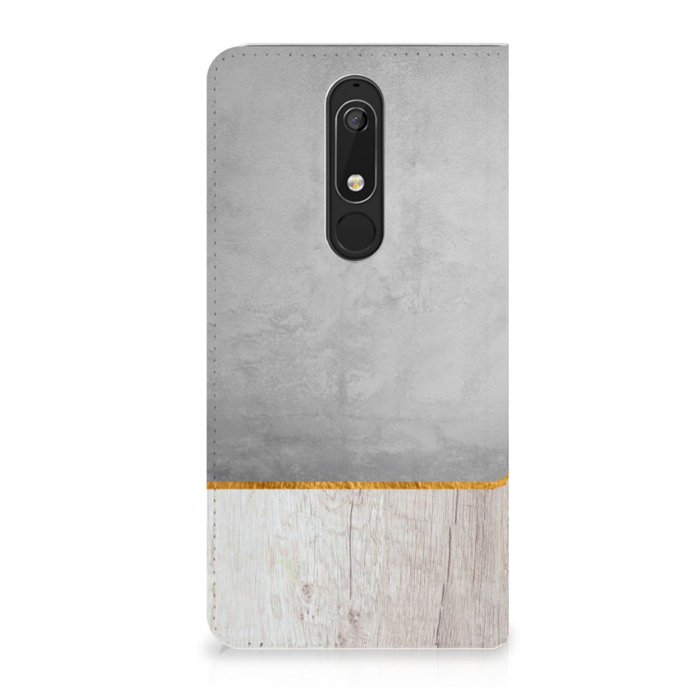 Nokia 5.1 (2018) Book Wallet Case Wood Concrete