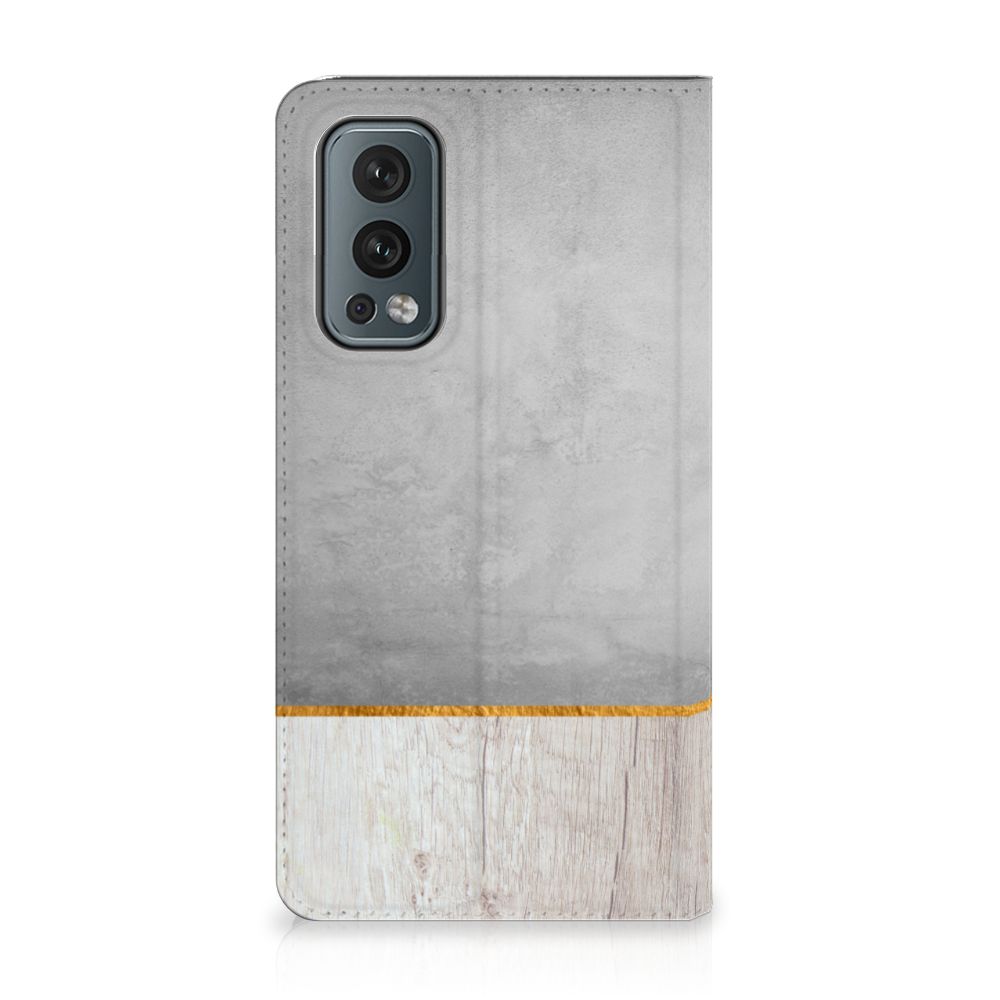 OnePlus Nord 2 5G Book Wallet Case Wood Concrete