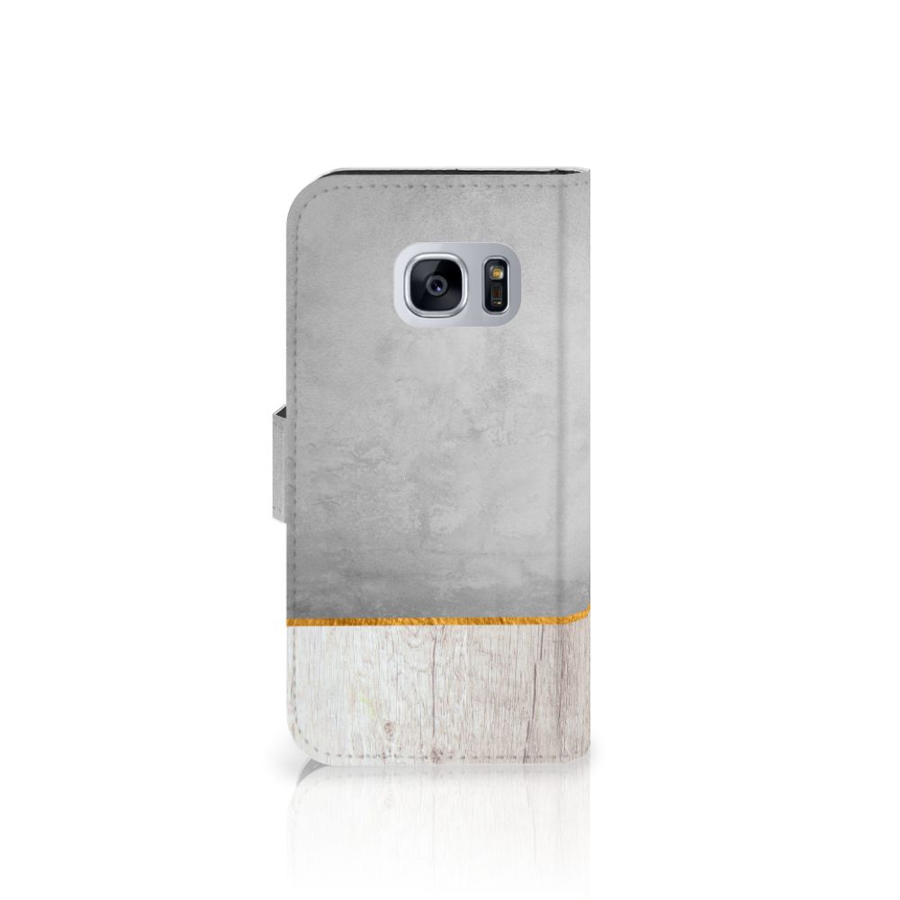 Samsung Galaxy S7 Book Style Case Wood Concrete