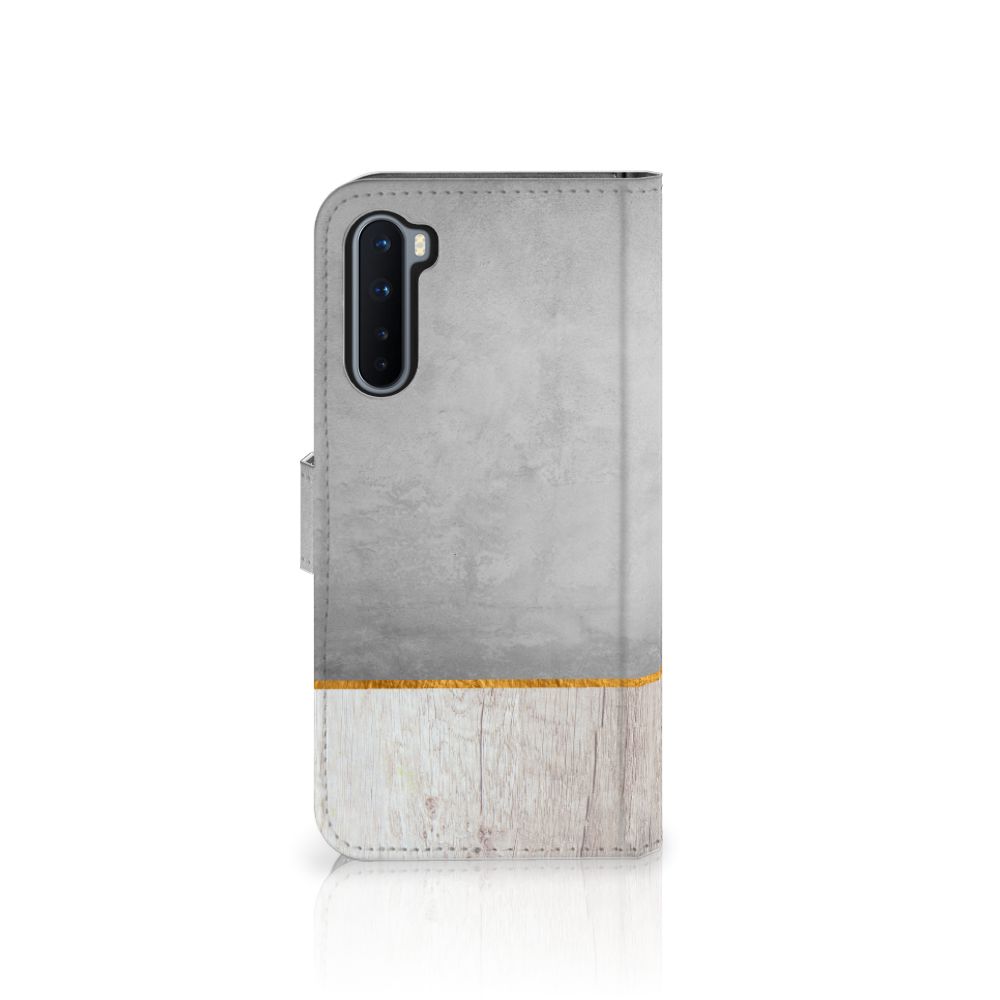 OnePlus Nord Book Style Case Wood Concrete