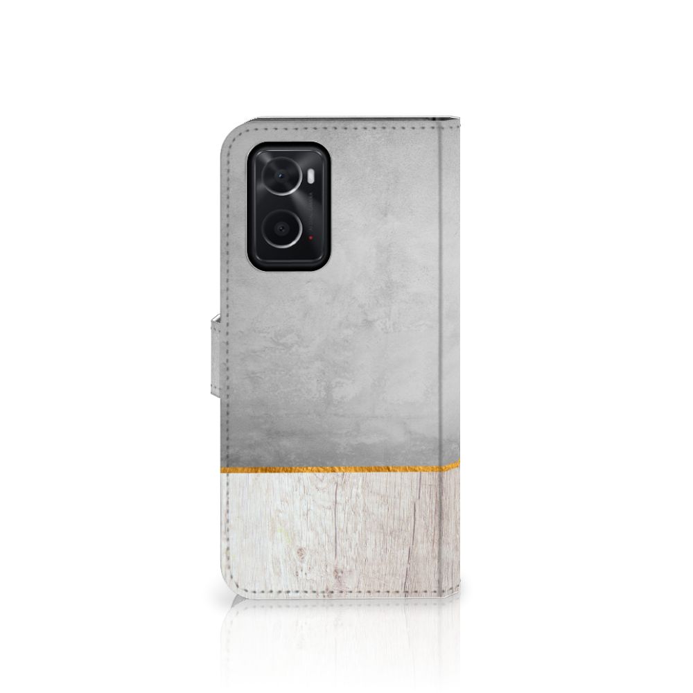 OPPO A76 | A96 Book Style Case Wood Concrete