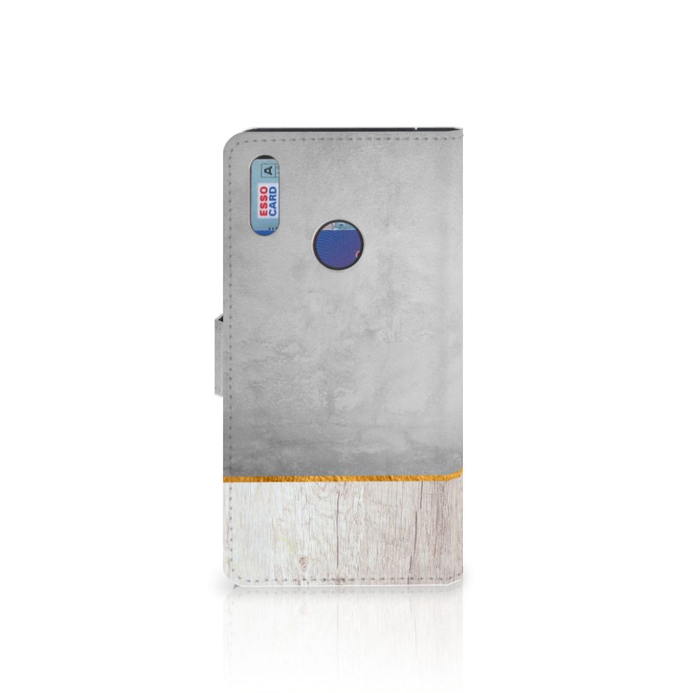 Huawei Y7 (2019) Book Style Case Wood Concrete