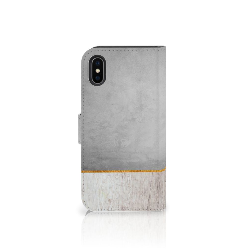 Apple iPhone X | Xs Book Style Case Wood Concrete
