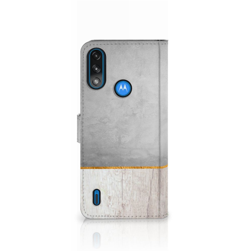Motorola Moto E7i Power | E7 Power Book Style Case Wood Concrete