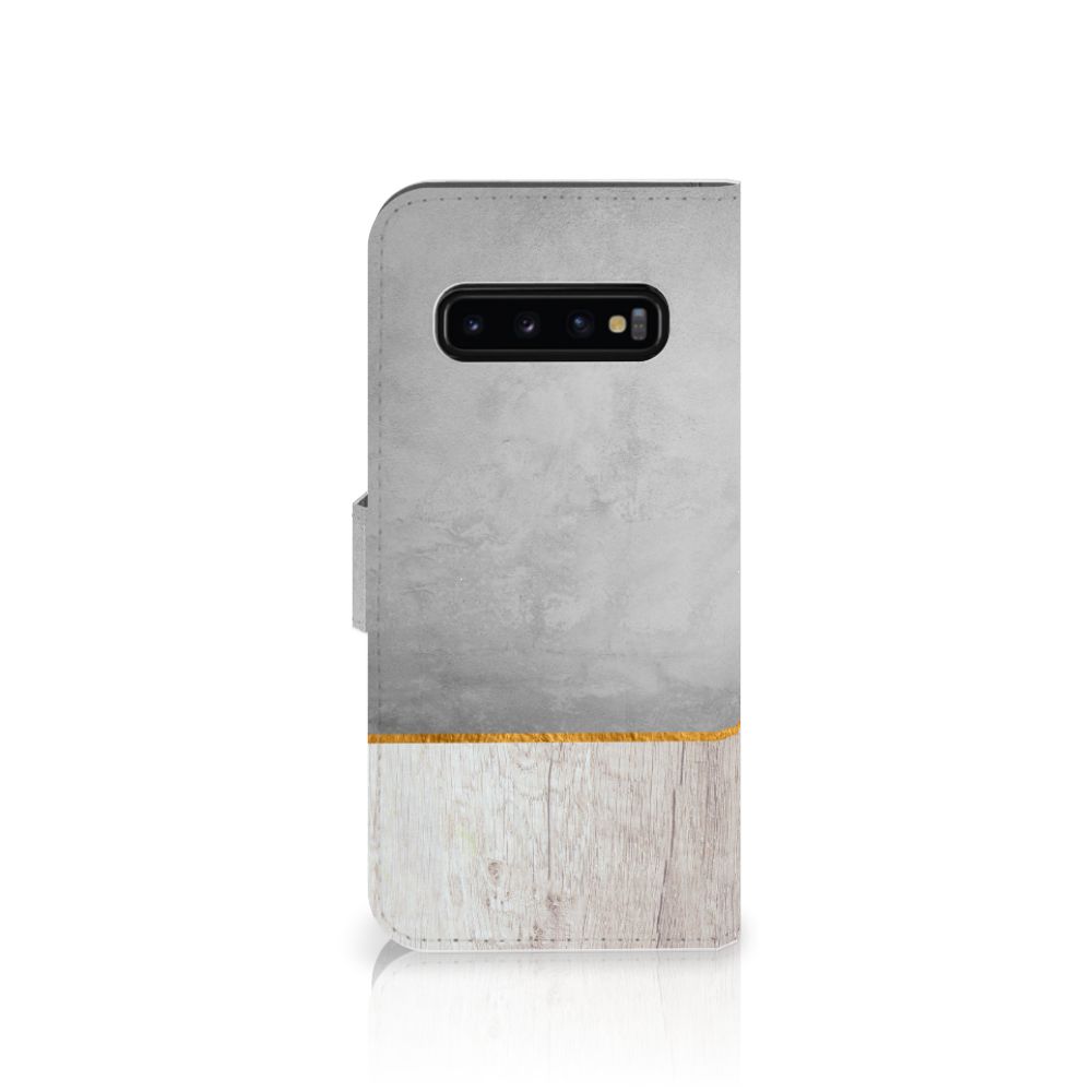 Samsung Galaxy S10 Plus Book Style Case Wood Concrete