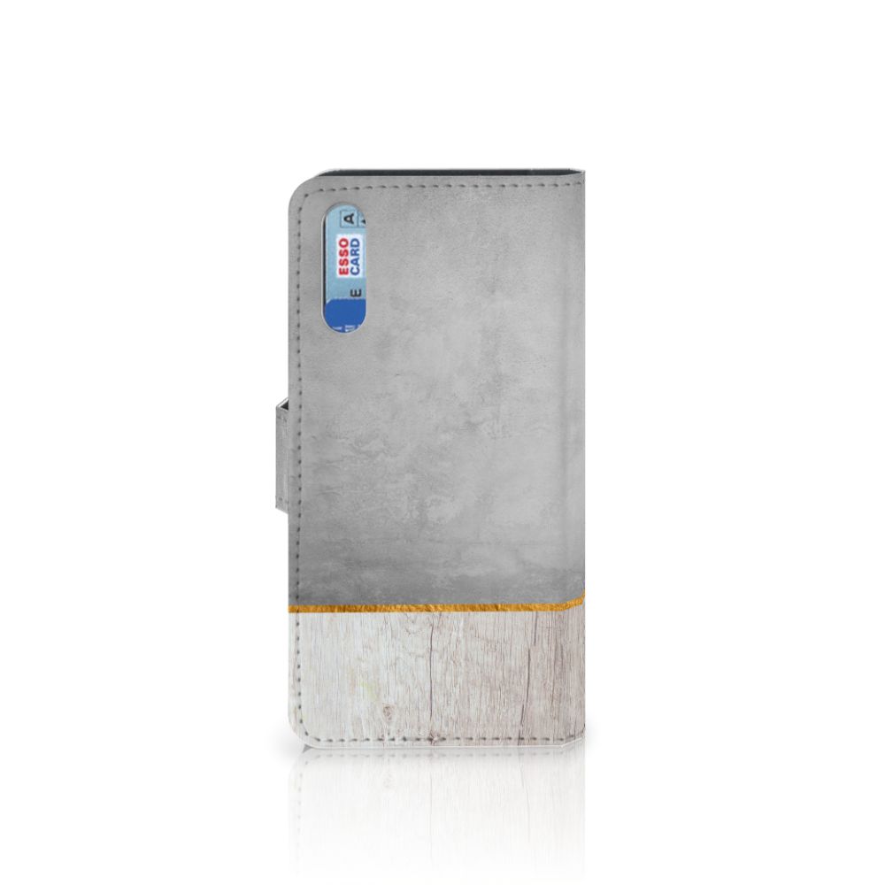 Huawei P20 Book Style Case Wood Concrete
