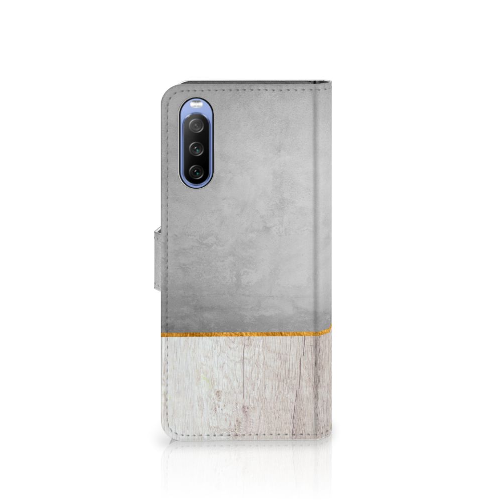 Sony Xperia 10 III Book Style Case Wood Concrete