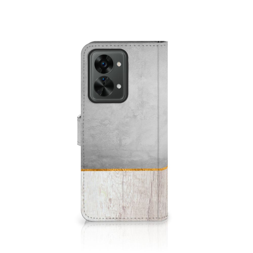 OnePlus Nord 2T Book Style Case Wood Concrete