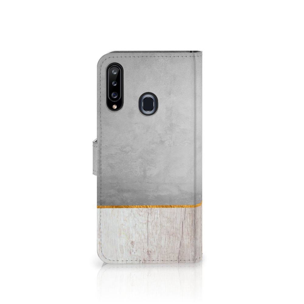 Samsung Galaxy A20s Book Style Case Wood Concrete