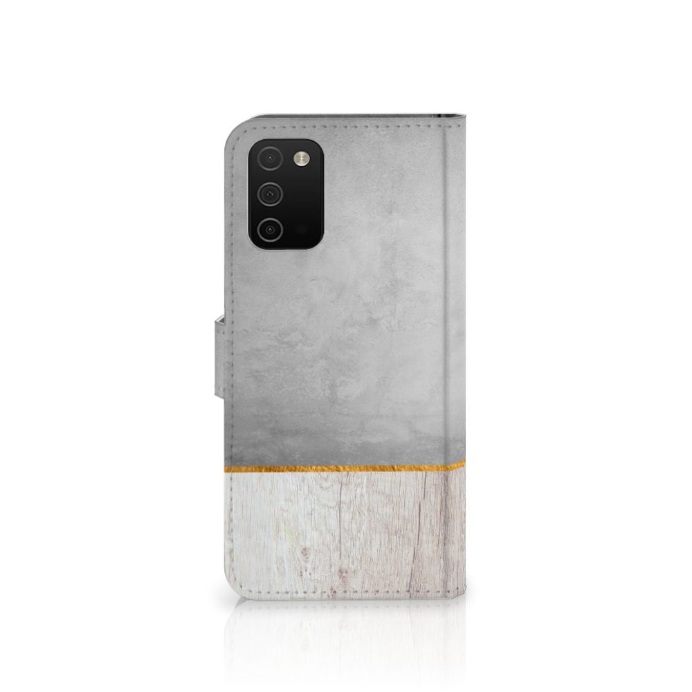 Samsung Galaxy A03s Book Style Case Wood Concrete