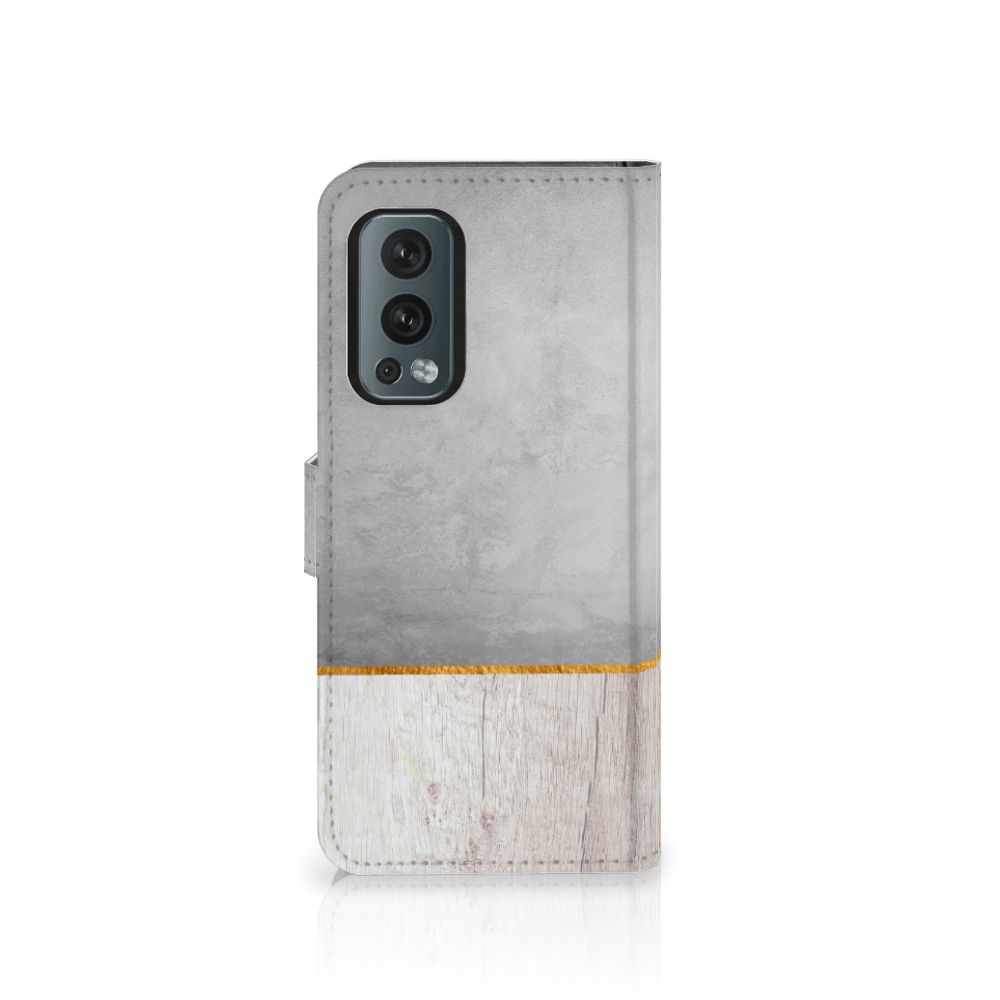 OnePlus Nord 2 5G Book Style Case Wood Concrete