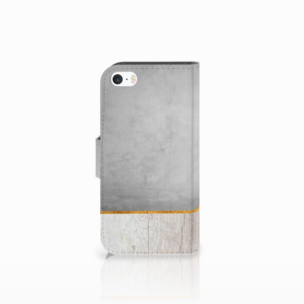 Apple iPhone 5 | 5s | SE Book Style Case Wood Concrete