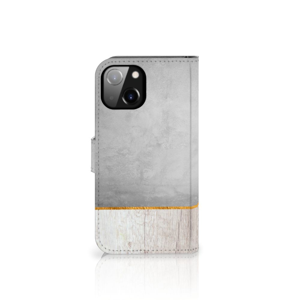 Apple iPhone 14 Book Style Case Wood Concrete
