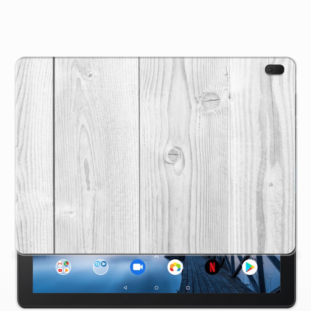 Lenovo Tab E10 Silicone Tablet Hoes White Wood