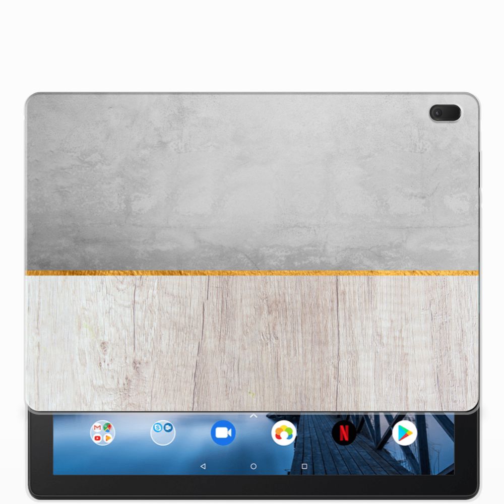 Lenovo Tab E10 Silicone Tablet Hoes Wood Concrete