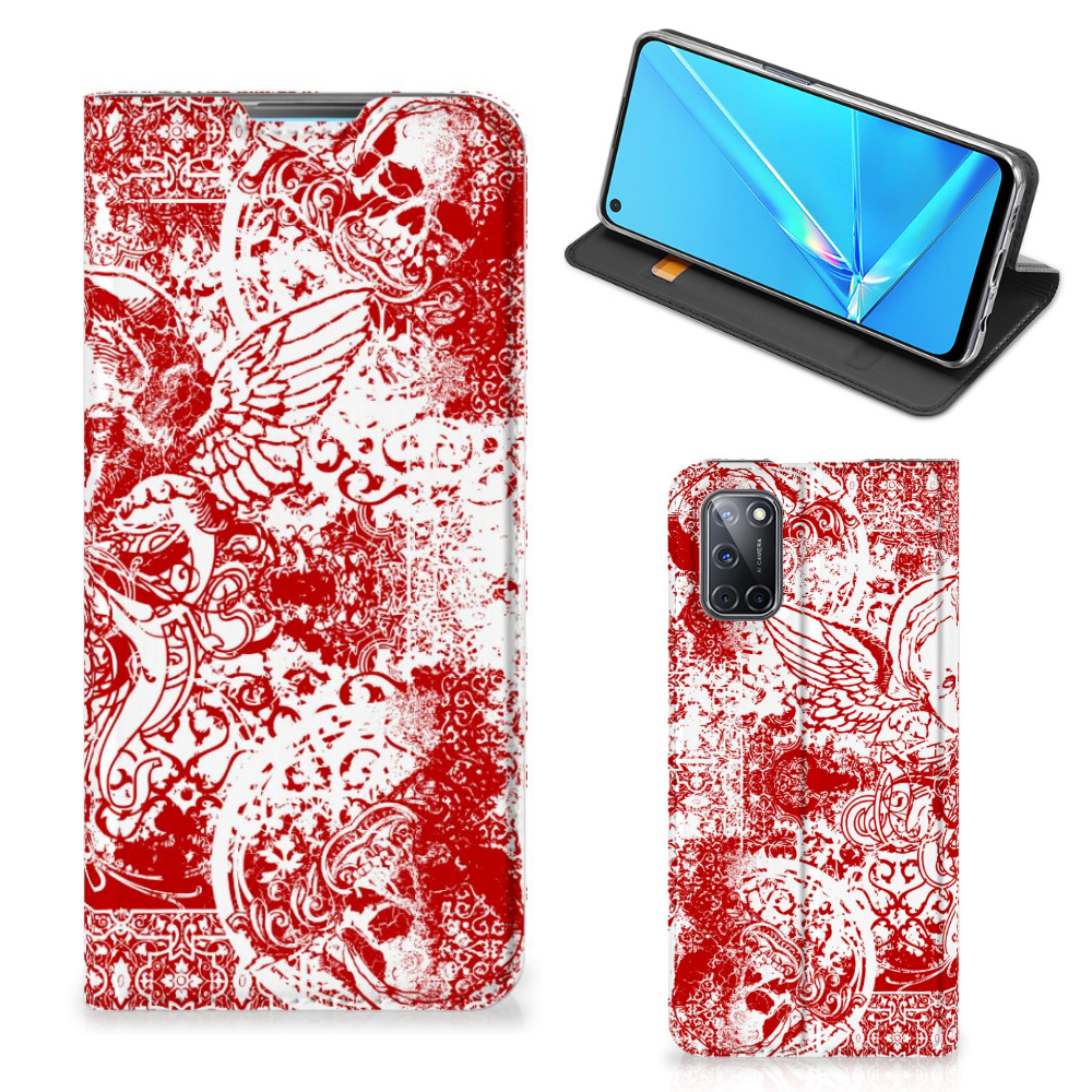 Mobiel BookCase OPPO A52 | A72 Angel Skull Rood