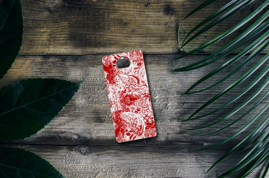 Mobiel BookCase Sony Xperia 10 Angel Skull Rood