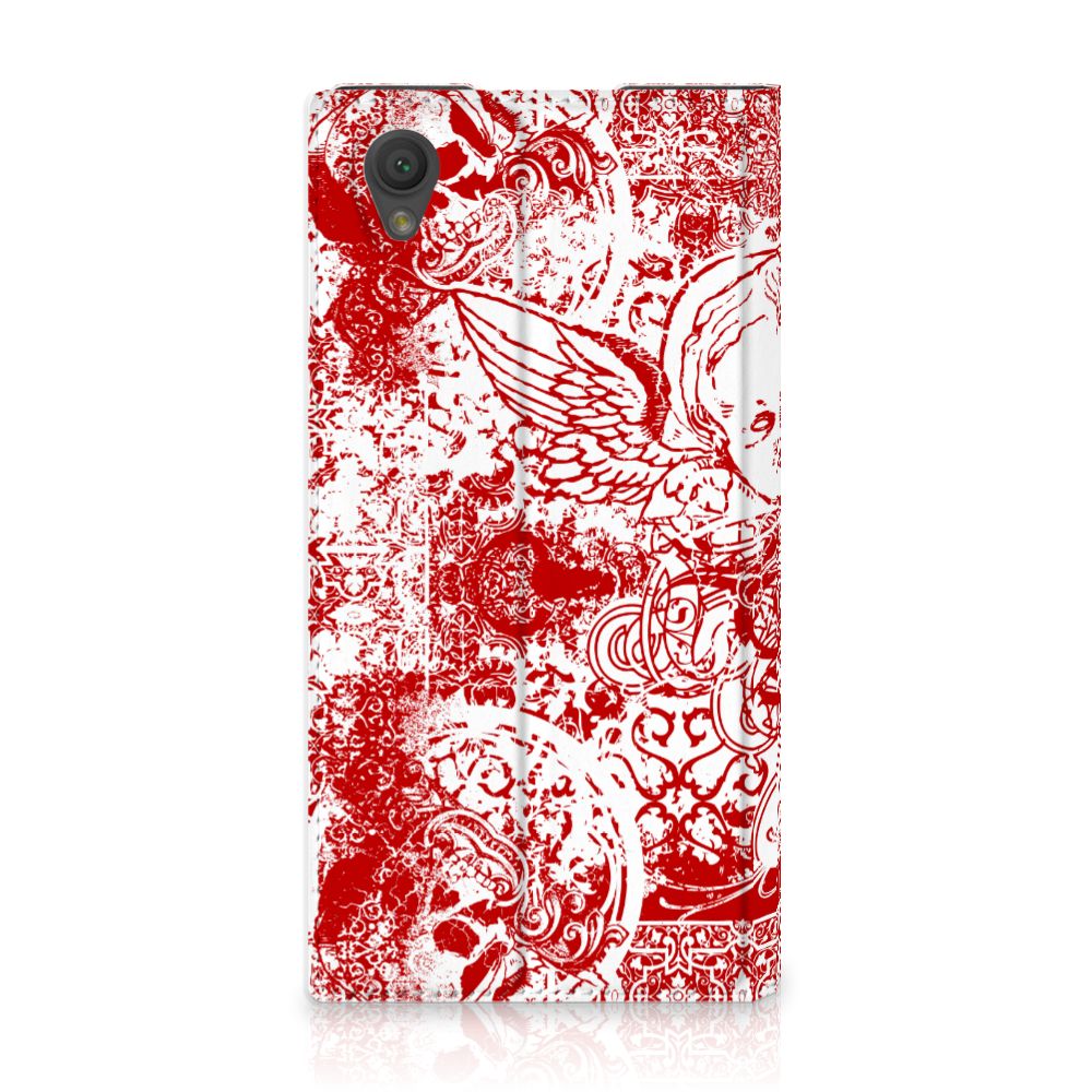 Mobiel BookCase Sony Xperia L1 Angel Skull Rood