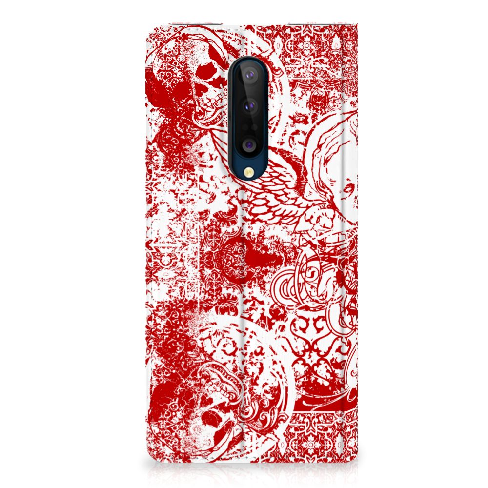 Mobiel BookCase OnePlus 8 Angel Skull Rood