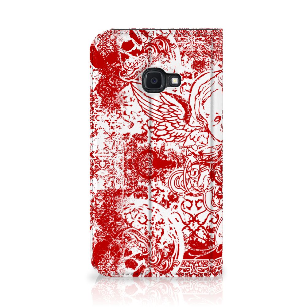 Mobiel BookCase Samsung Galaxy Xcover 4s Angel Skull Rood