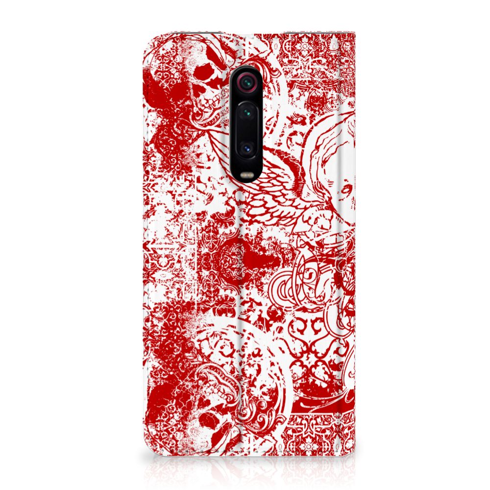 Mobiel BookCase Xiaomi Redmi K20 Pro Angel Skull Rood