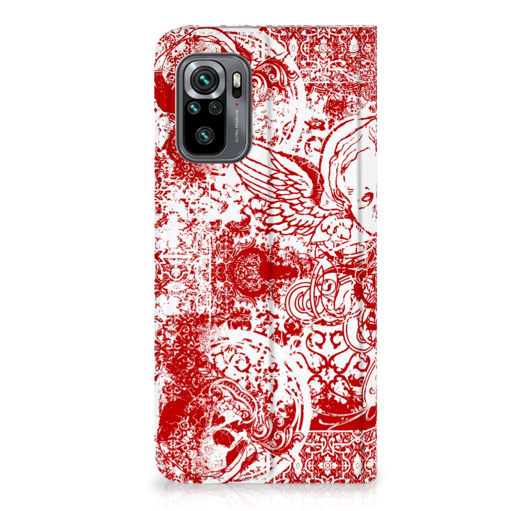Mobiel BookCase Xiaomi Redmi Note 10 4G | 10S | Poco M5s Angel Skull Rood