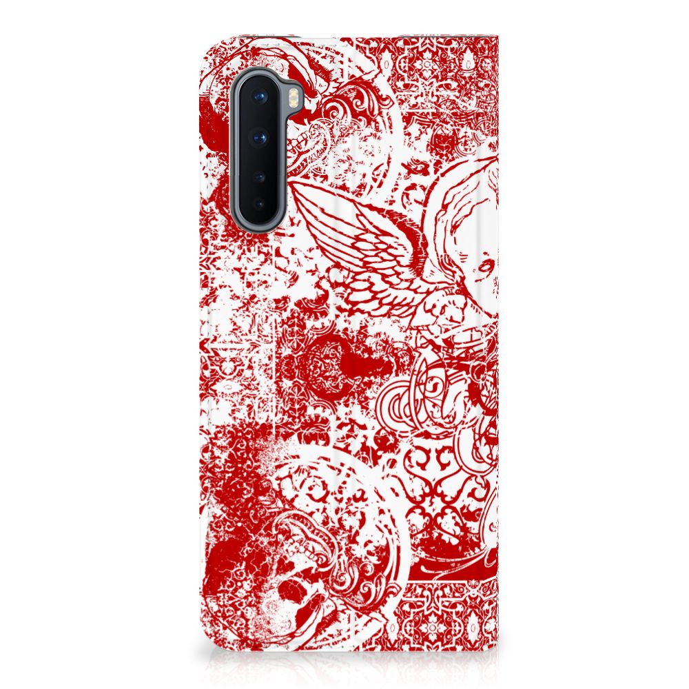 Mobiel BookCase OnePlus Nord Angel Skull Rood